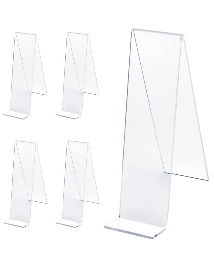 AMIAZI™ Acrylic Book Stands Easels Transparent Clear acrylic Display Easel for books Display on table top Name Plate holder welcome card birthday cards wishing card stand Multi Purpose Easel Stands
